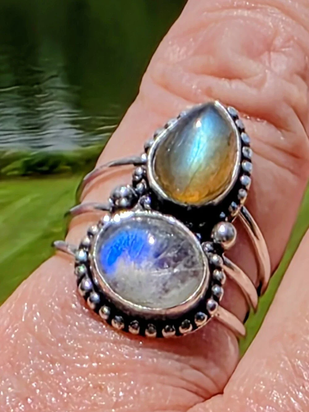 Rainbow Moonstone & Labradorite Gemstone Ring In 925 Sterling Silver (7)
